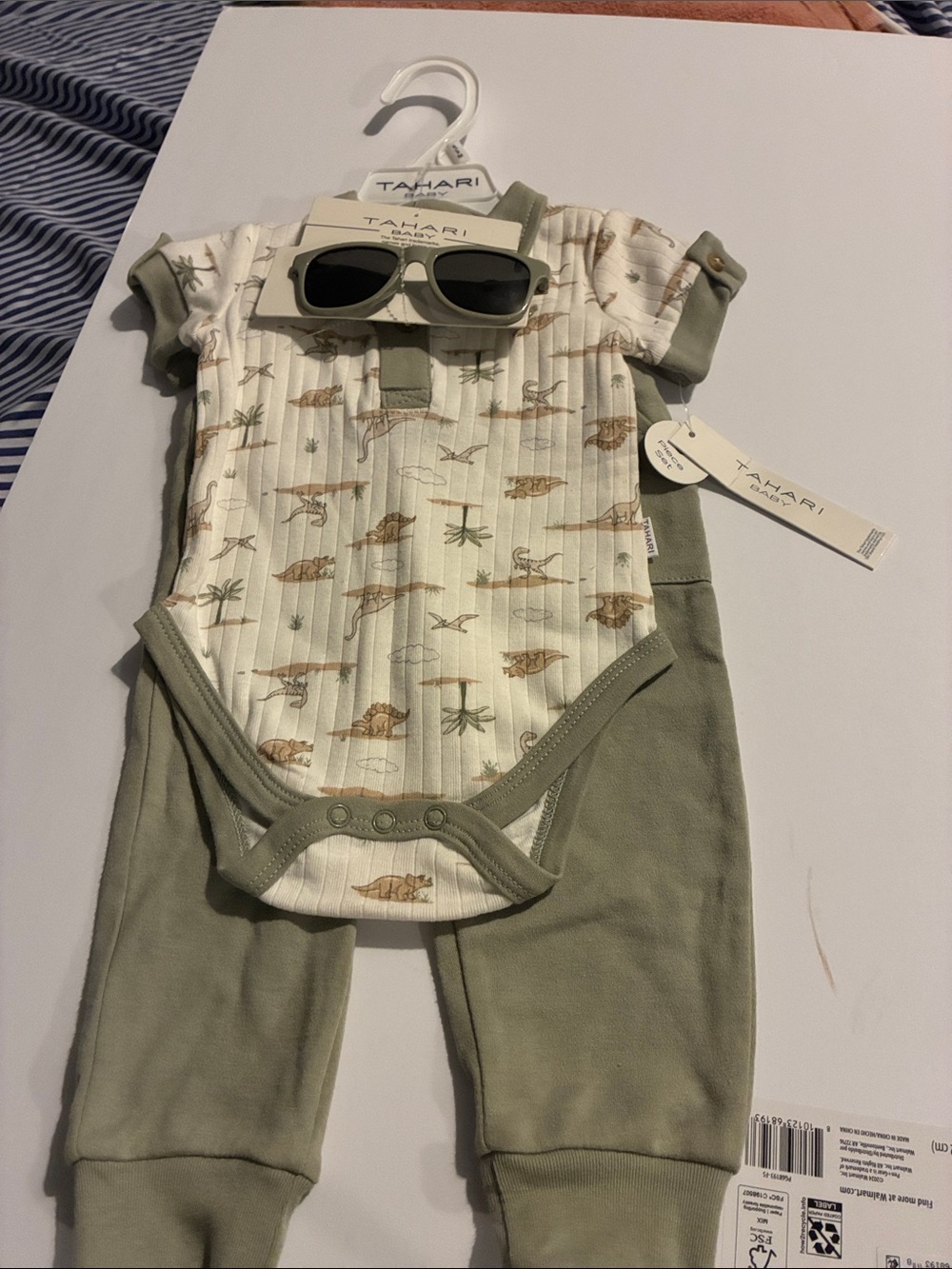 Tahari Olive & Cream Dinosaur Print One-Piece Bodysuit